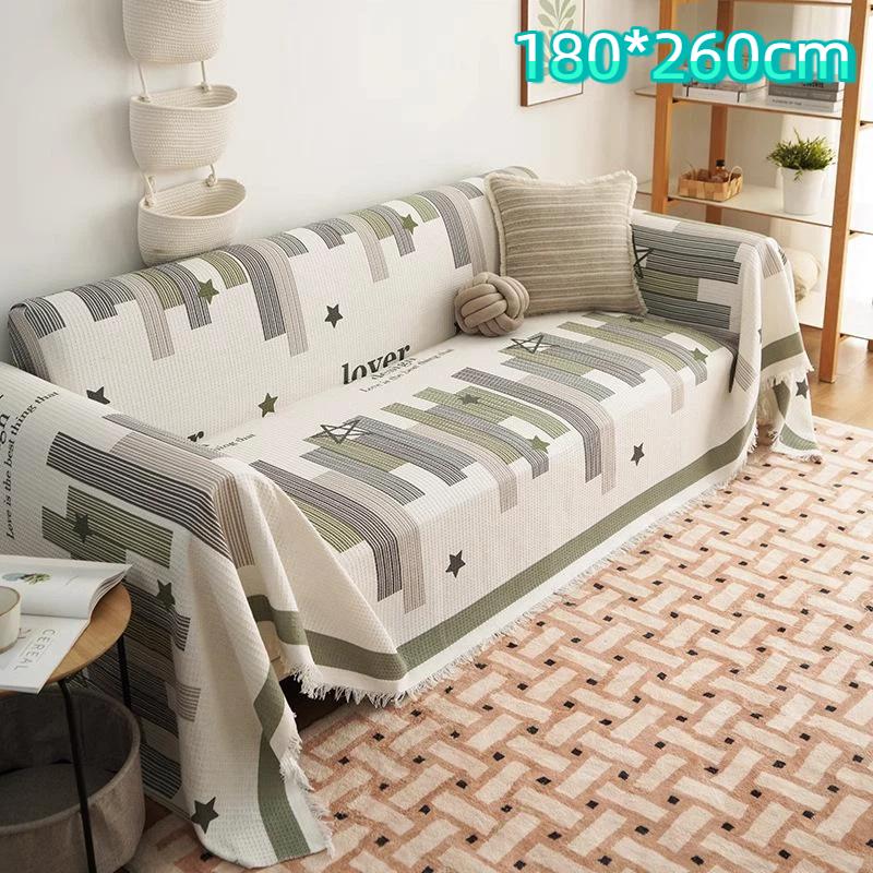 Polyester Cotton Sofa Cover Geometric Striped Star Pattern For Living Room Decor Pet Furniture Protection