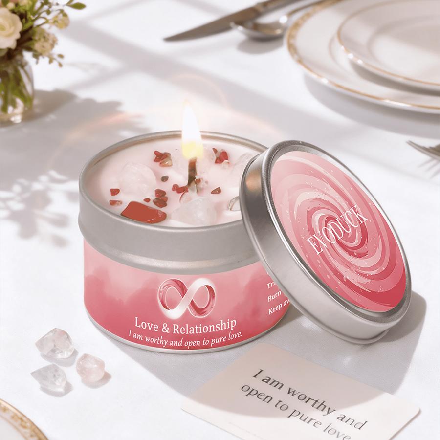 

Law of Attraction Manifestation Scented Candle - 3oz Rose Jasmine Fragrance + Natural Crystals, Ideal Christmas Gift for Couples