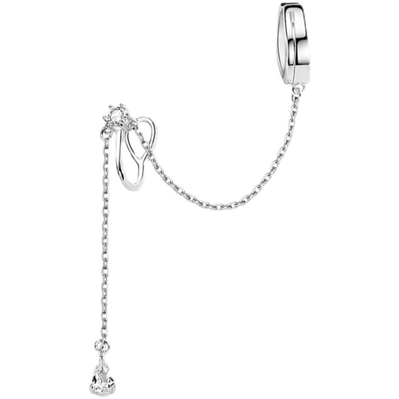 Fashion Simple Sliver Color Long Chain Tassel Ear Clip Earrings for Women Girls Without Piercing Ear Cuff Earrings Jewelry Party