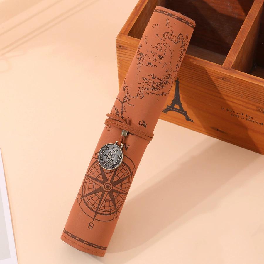 

1шт креативная карта сокровищ винтажный холст большой объем пенал прекрасный простой пенал, подходит для офиса и образования