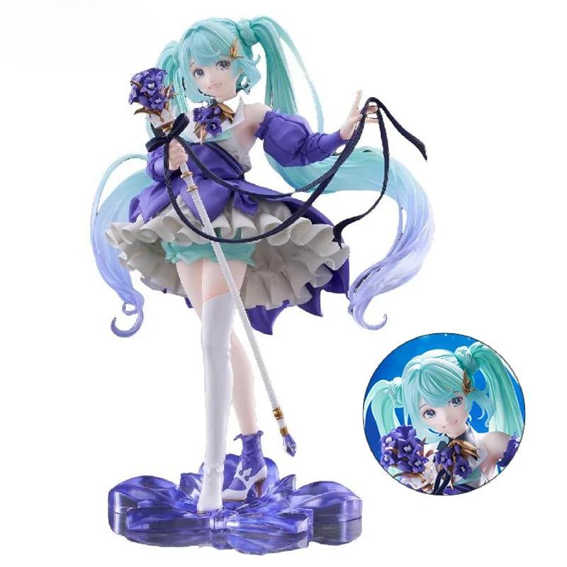 22cm Original Hatsune Miku Birthday Princess Floral Dress Figure Anime Collectible Doll Party Ornament Cute Girl Playthings