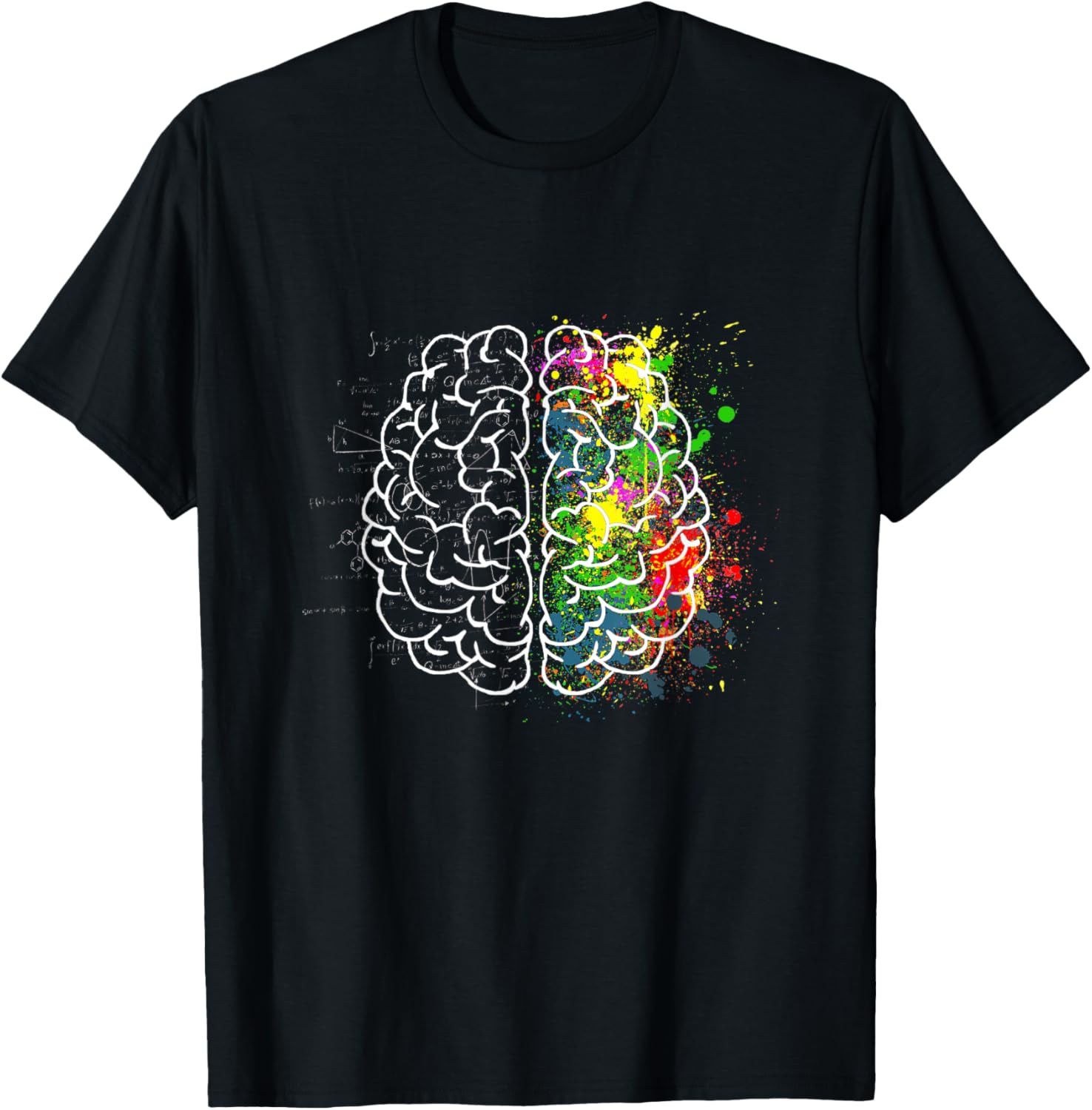 

Left Right Brain Split Science Art Graphic Tee Men Casual Cotton Print T-Shirt 4XL