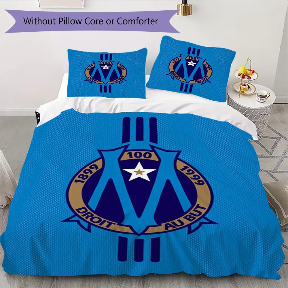 Olympique De Marseille Pattern Bedding Uilt Set Uilt Cover Pillowcase Home Decoration Birthday Gift (1 * Duvet Cover + 2 * Pillowcase Without Core)