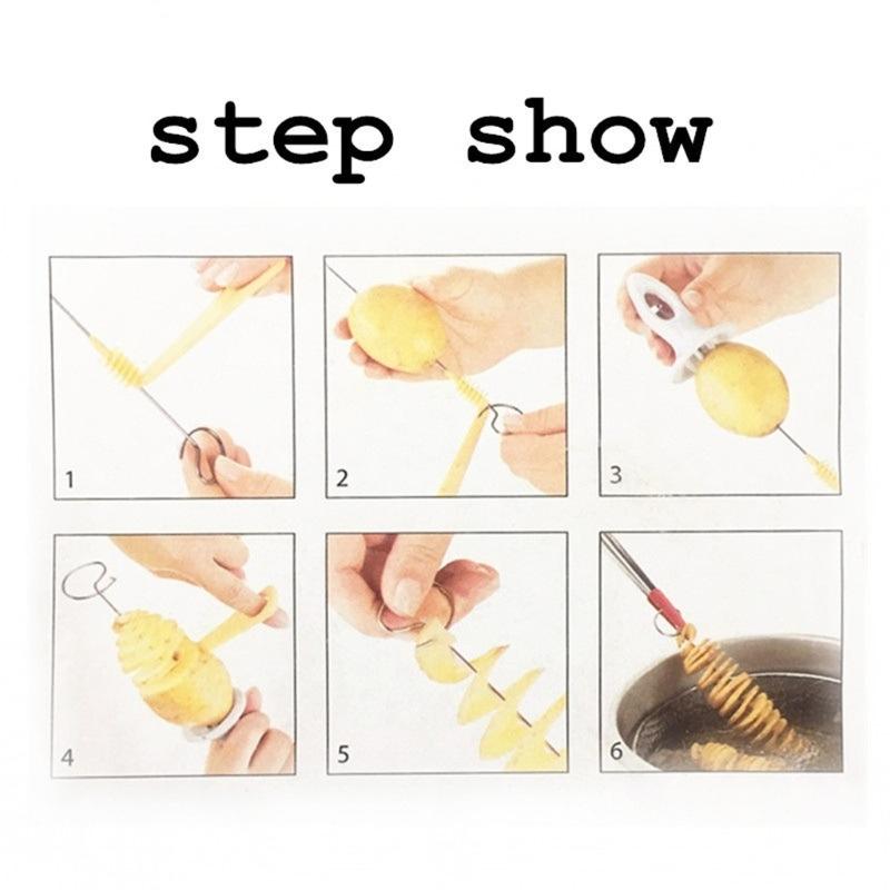 Manual Spiral Potato Slicing, Reusable Potato Twister for Family, Party, Camping