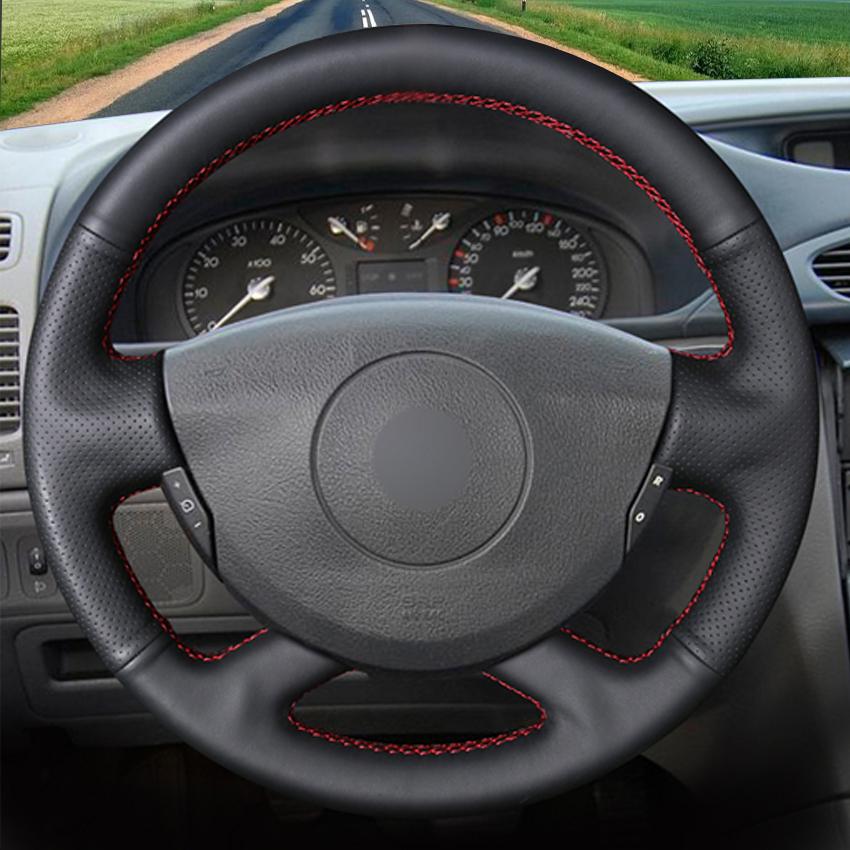 Black Faux Leather Car Steering Wheel Cover for Renault Laguna 2 Vel Satis Espace Trafic 2 2001-2014 Nissan Primastar 2009-2015