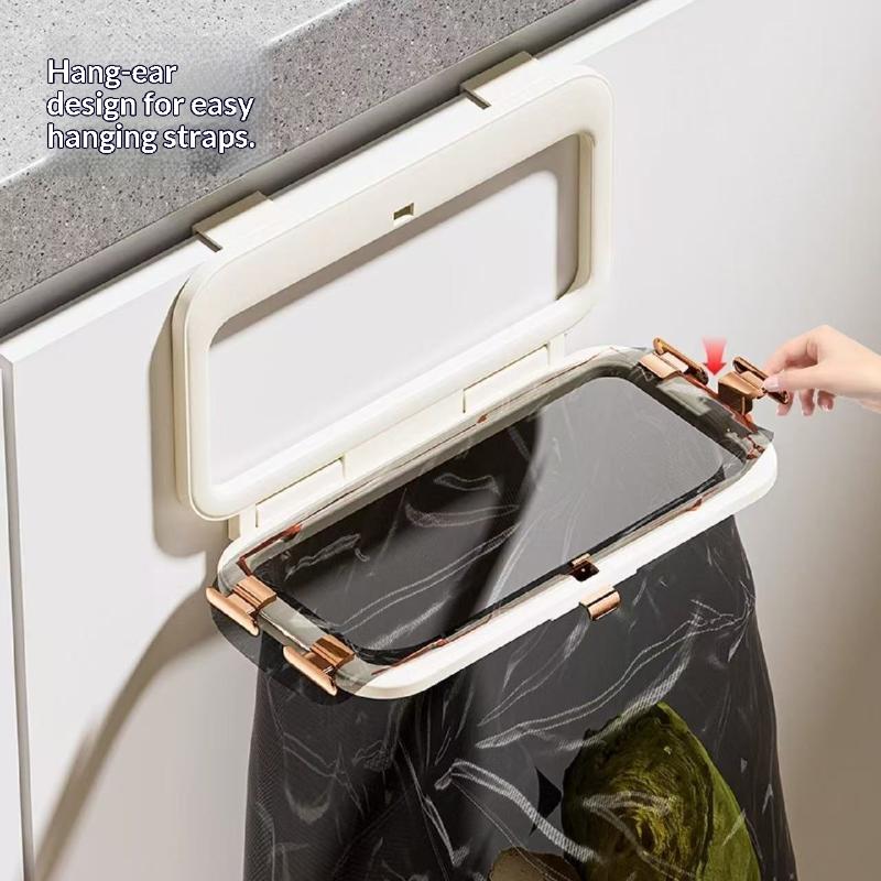 1 Pcs Kitchen Garbage Bag Holder Cabinet Door Hanging Trash Holder Foldable Multi-Purpose Bathroom Wall Plastic Bag Holder