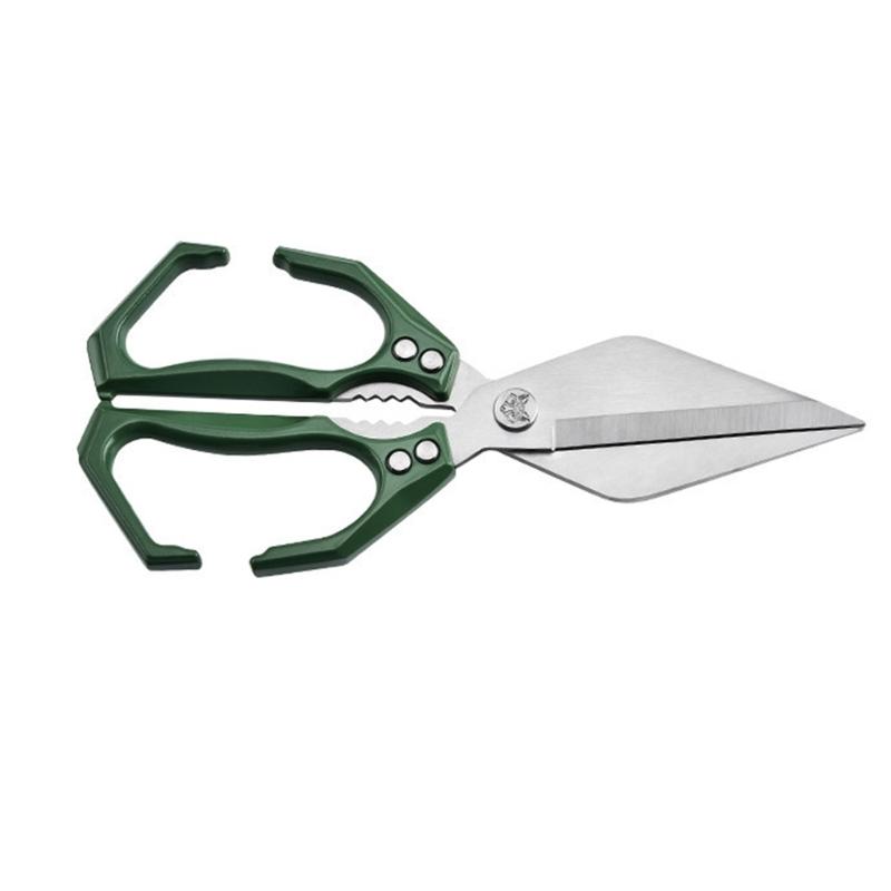 

Multipurpose Aluminum Alloy Cooking Scissors With Walnut Cracker For Meat Seafood And Toughs Ingredient Nonslip Grip зелёный