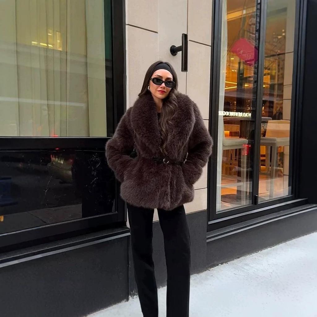 Jenny Phil manufacturer European and American autumn and winter new imitation fox fur medium and long women's coat