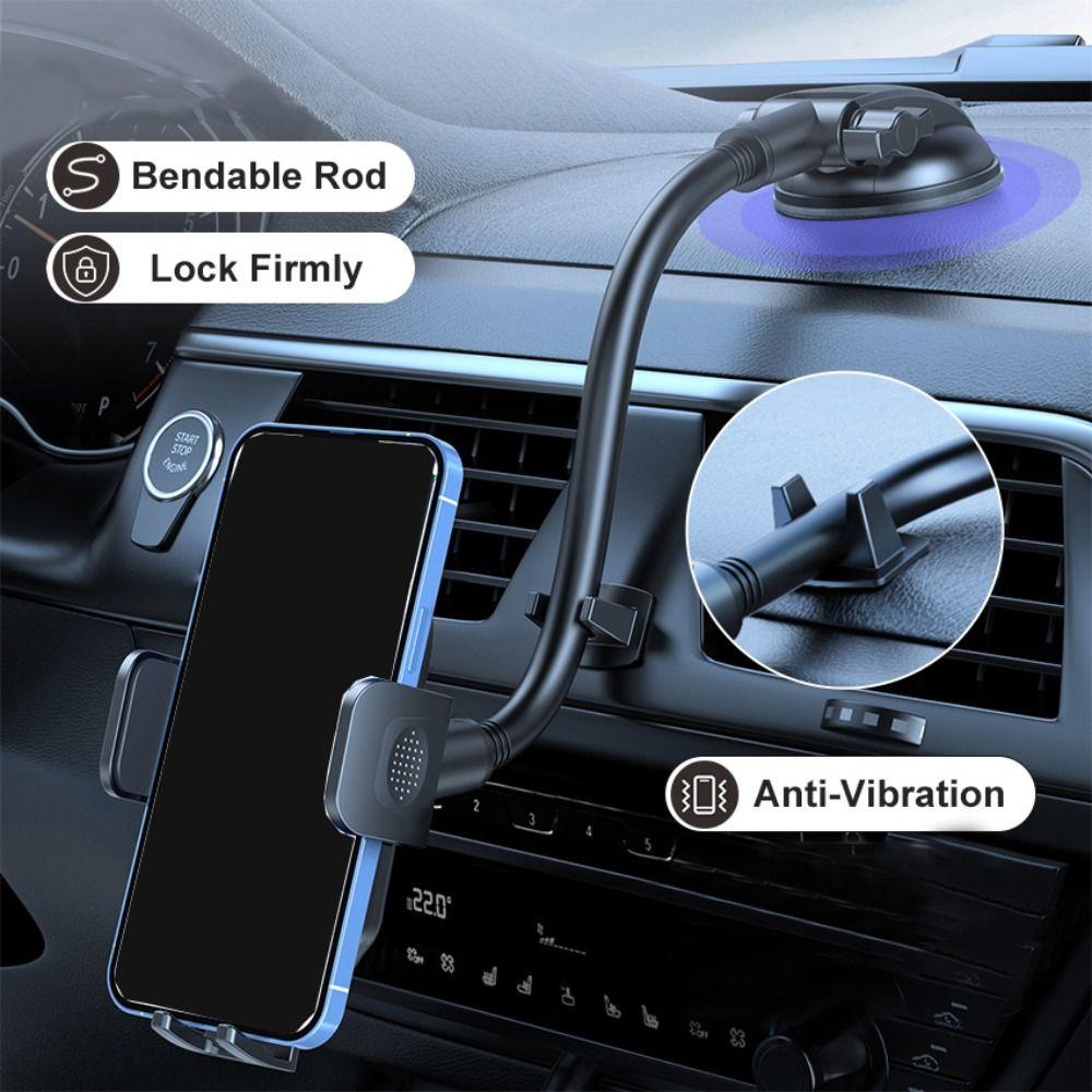 Long Arm Car Phone Holder 360° Rotating Windshield Phone Mount Reusable Auto Phone Stand Air Vent