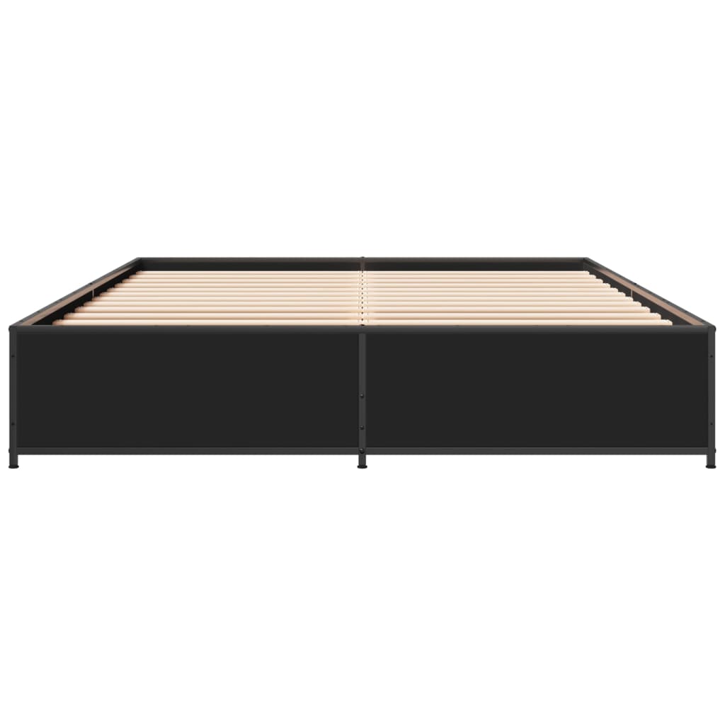 Bed Frame Black 150 X 200 Cm Particleboard and Metal
