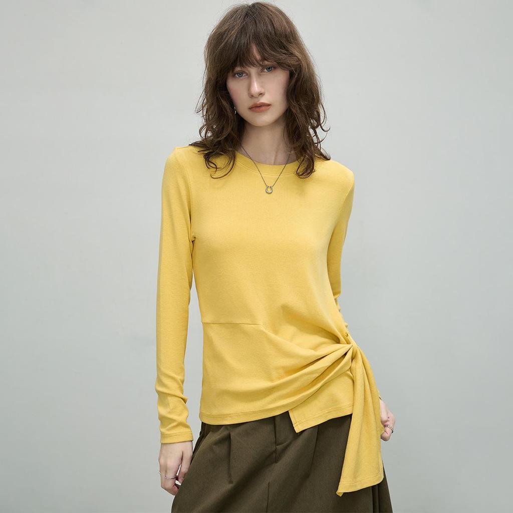 Women's Irregular Long-Sleeve Tie-Up Shirt - Autumn 2025
