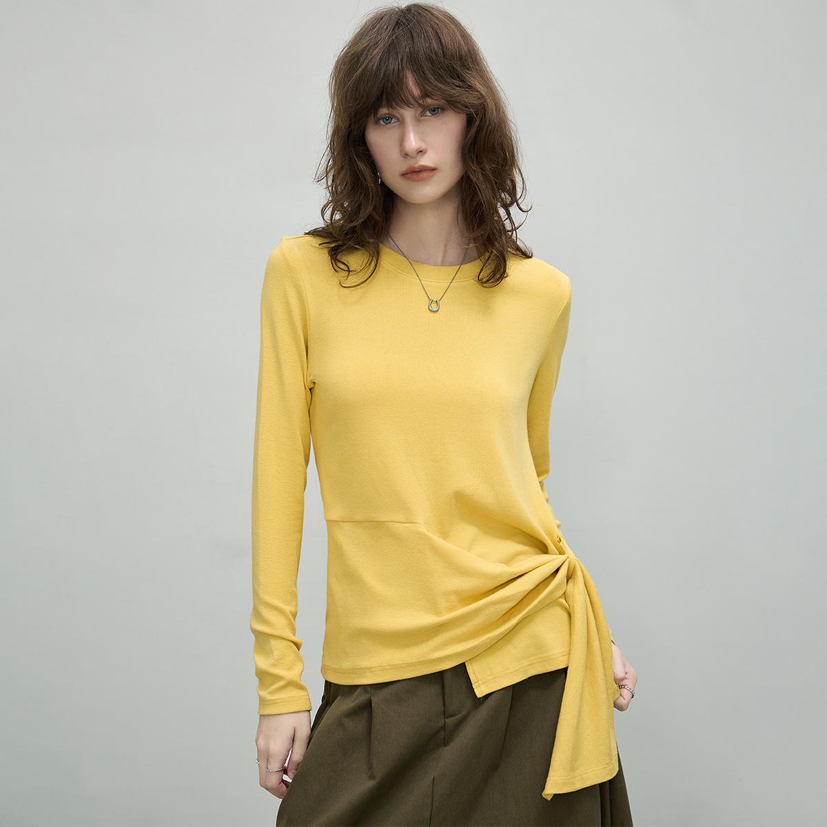 

Women s Irregular Long-Sleeve Tie-Up Shirt - Autumn 2025 XXL жёлтый