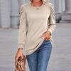 Women's Casual Fashion Loose Tops Puff Sleeves Round Neck Long Sleeve Tops