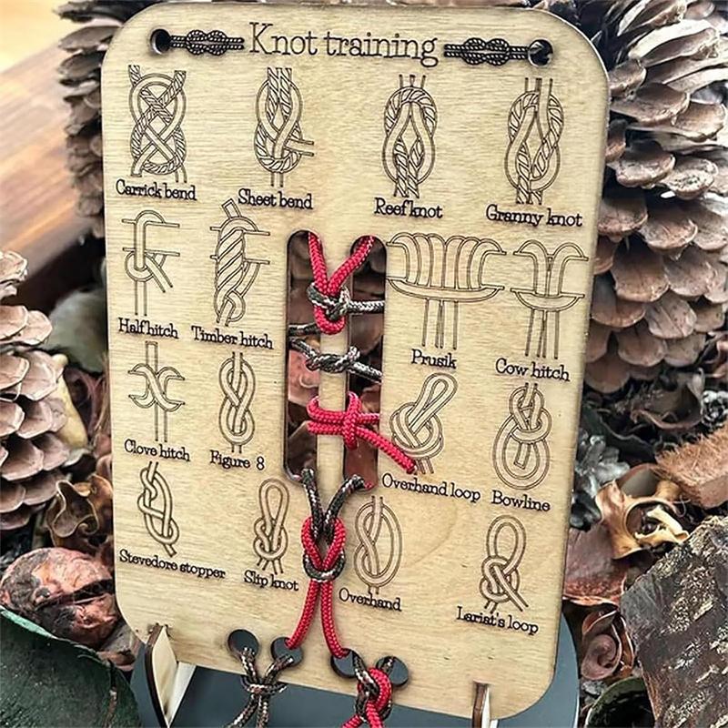 Knot Tying Practice Board Kit Learn Knot Training Board with Stand & 3 Ropes Set