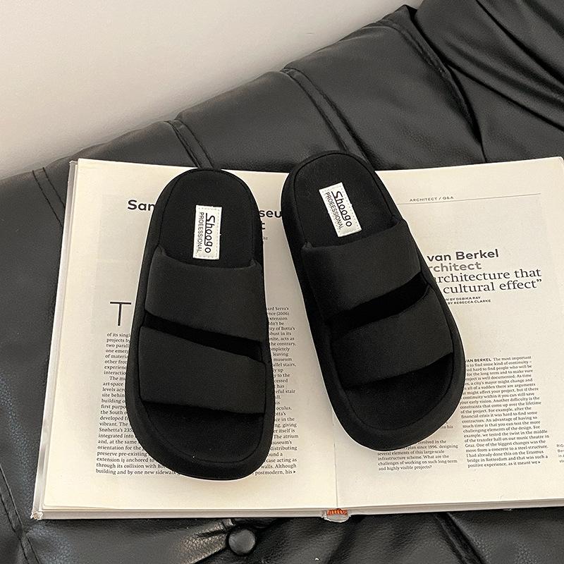 Fashion and leisure heightening non-slip one-word slippers for women's summer outer wear, home versatile one-pedal thick-soled cool slippers