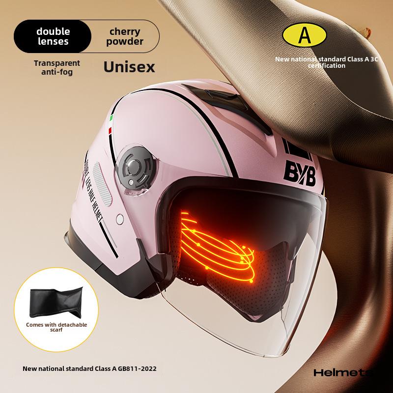 BYB A-Class 3C Certified Universal Helmet with Anti-Fog Dual Lens for Motorcycle/Electric Vehicle (Four Seasons).