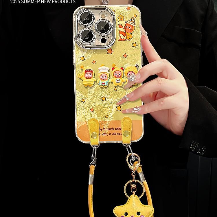 Cartoon doll lanyard for apple 17 mobile phone case iphone15promax glacier pattern 16 cute 14/13
