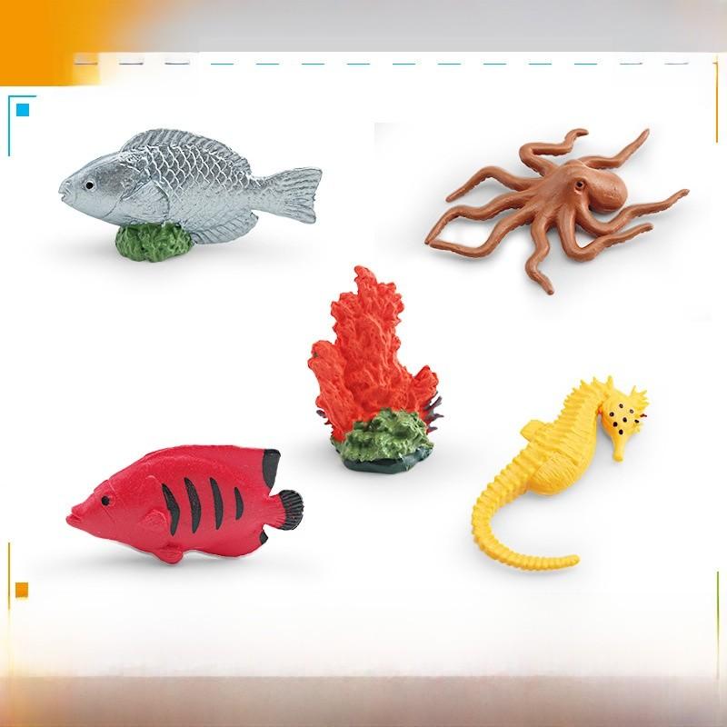 Realistic Ocean Creature Pvc Figurine Set Coral Reef Fish Octopus Starfish Marine Scene Decor For Home