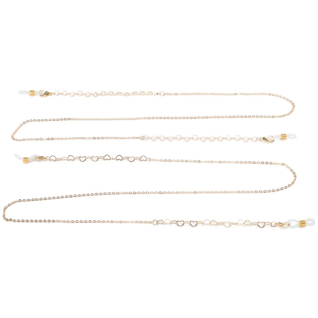 2pcs Hollow Heart Star Pattern Eyeglass Chains Reading Eyeglass MouthMuffle Lanyard