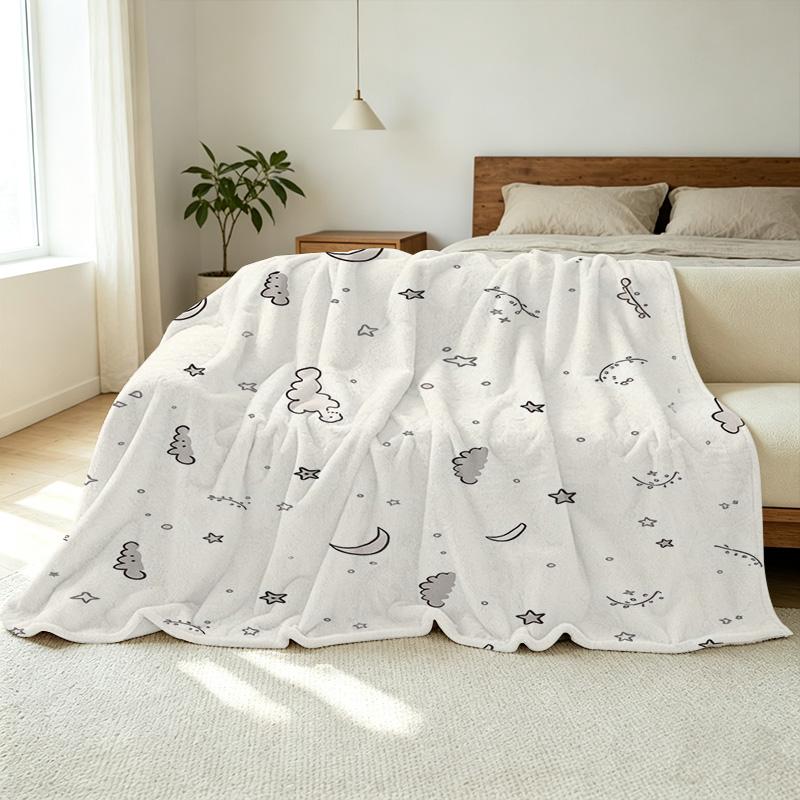 Star Moon Collection Flannel Blanket - Lightweight, Soft & Skin-friendly Cozy Throw for Home, Halloween, Christmas, Relaxation & Warmth.