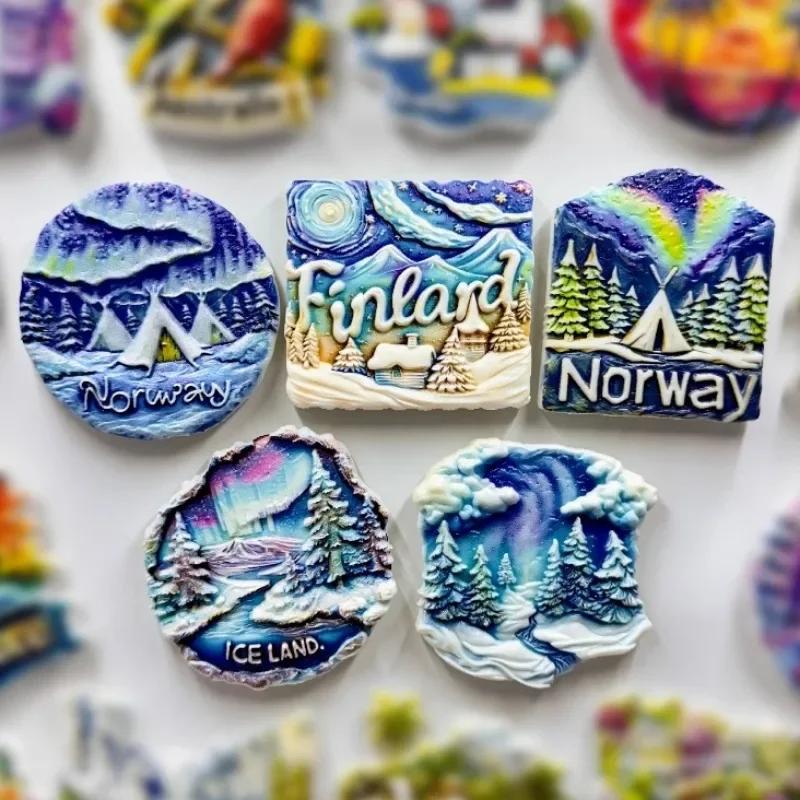 Norway Souvenirs Northern Europe Fridge Magnets Iceland Arctic Finland Aurora Refrigerator Stickers Home Decor Wedding Gifts