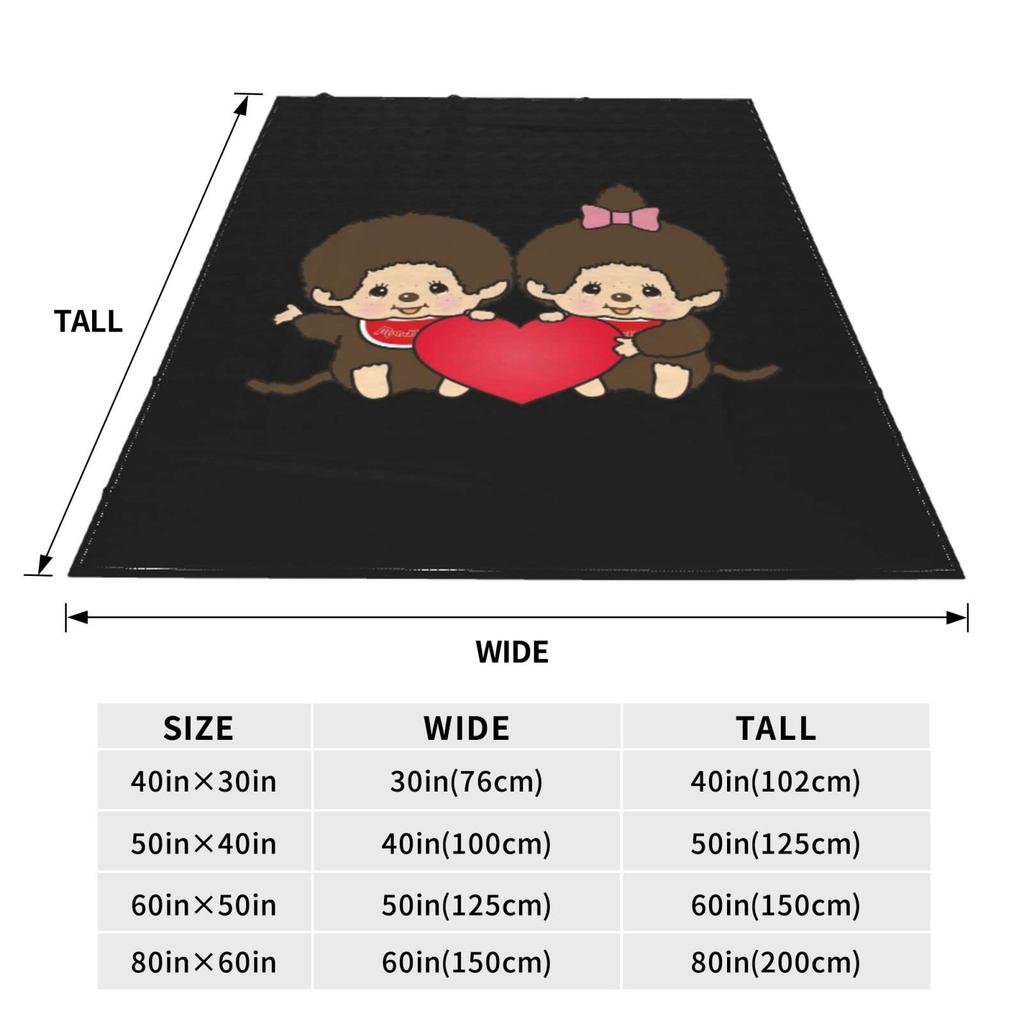Monchhichi Fluffy and Stylish Flannel Warm and x Blanket, Blanket, All-Season Washable, Cute, 50" 40"