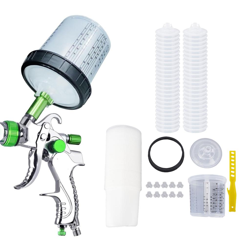 Paint Spray Sprayer Cup Liners Lid System 50 Standard 20.3 Ounce(600ml) 190um Disposable Set Kit Replacement Accessories