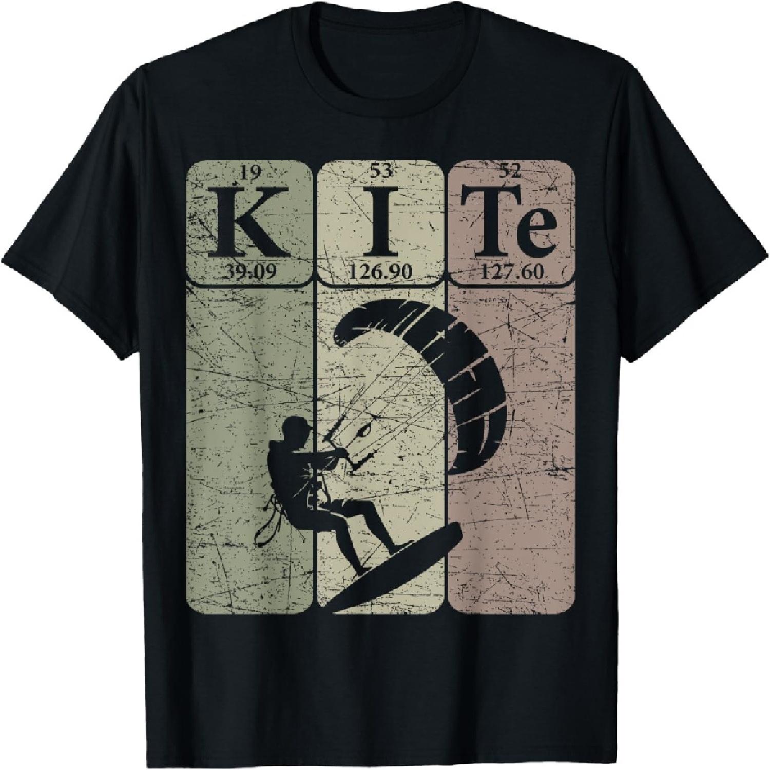 Kitesurfing Periodic Table Elements Kiteboarding Retro T-Shirt(20) S