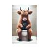 Bagno Mucca delle Highlands Scozzesi Pittura su Tela Decorazione Animali da Fattoria Stampe Umoristiche Stampa su Tela Fantasiosa Arte Decorazione WC Casa