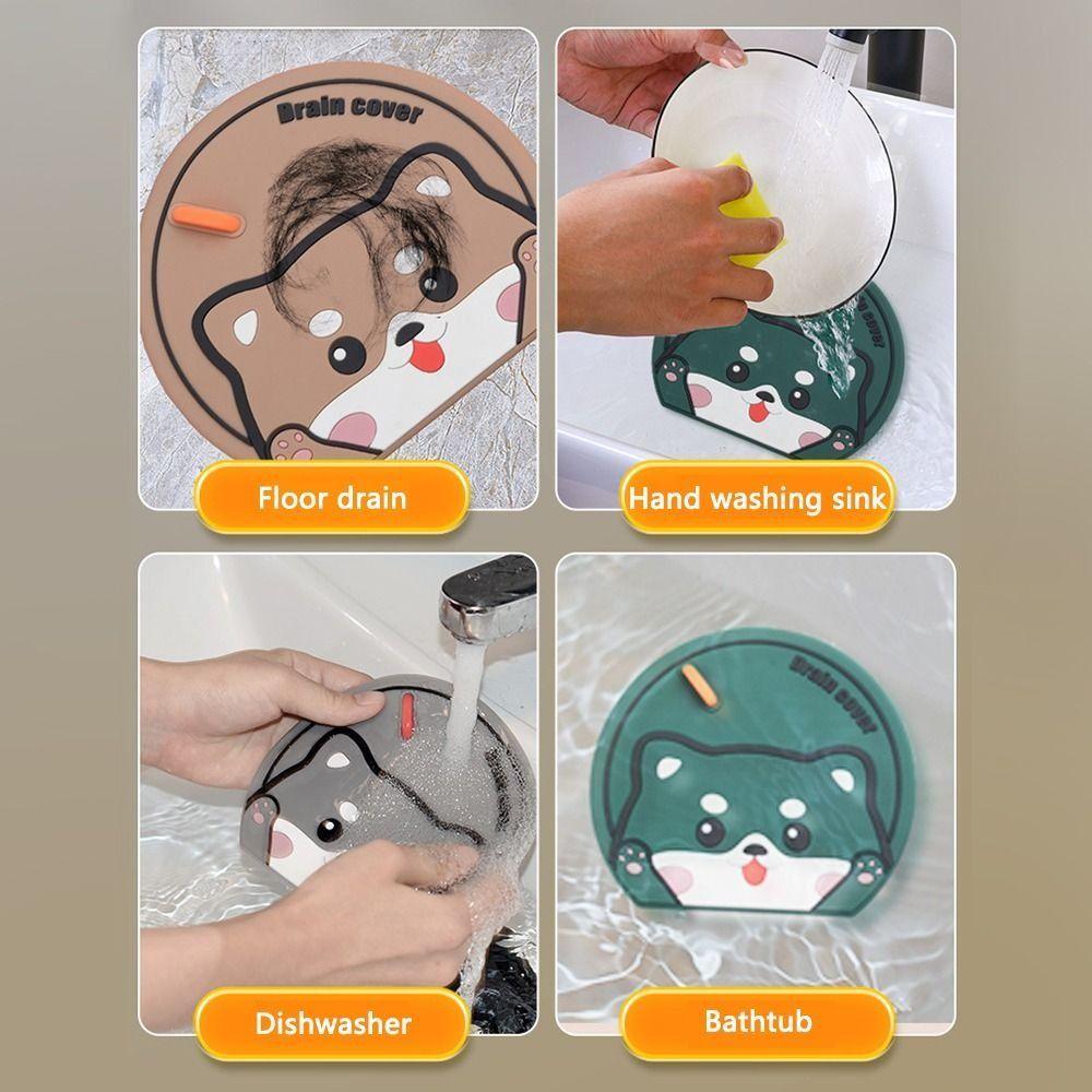 Cartoon Cat Sewer Floor Drain Cover Anti Odor Anti-blocking Sewer Sealing Silicone Mat Anti-insect Deodorant Cover