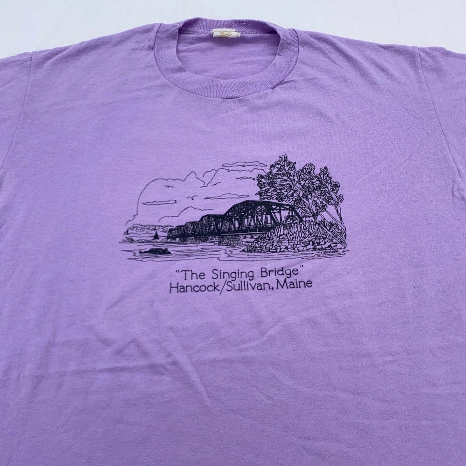 

vtg 80s THE SINGING BRIDGE HANCOCK SULLIVAN MAINE T-Shirt LARGE sorrento L