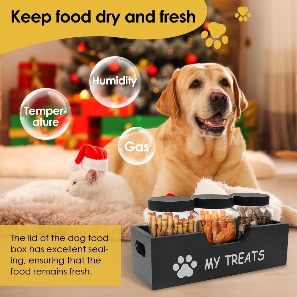 Reusable Pet Food Container Wooden Food Storage Container  Countertop Organization