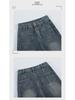 Women's High-Waist Cement Gray Wide-Leg Jeans - Nostalgic Pocket Design