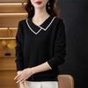 Women's V Neck Sweater Solid Color Slim Knit Pullover Sweater Autumn Winter