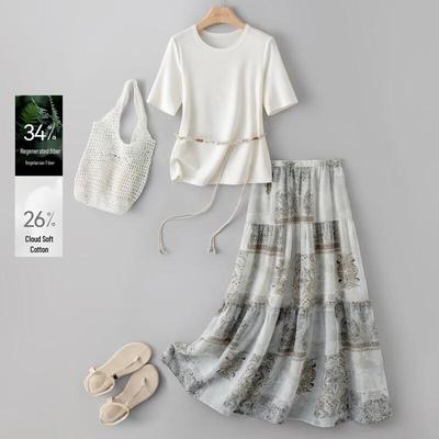 IHIMI Summer Printed Resort Set with Woven Belt