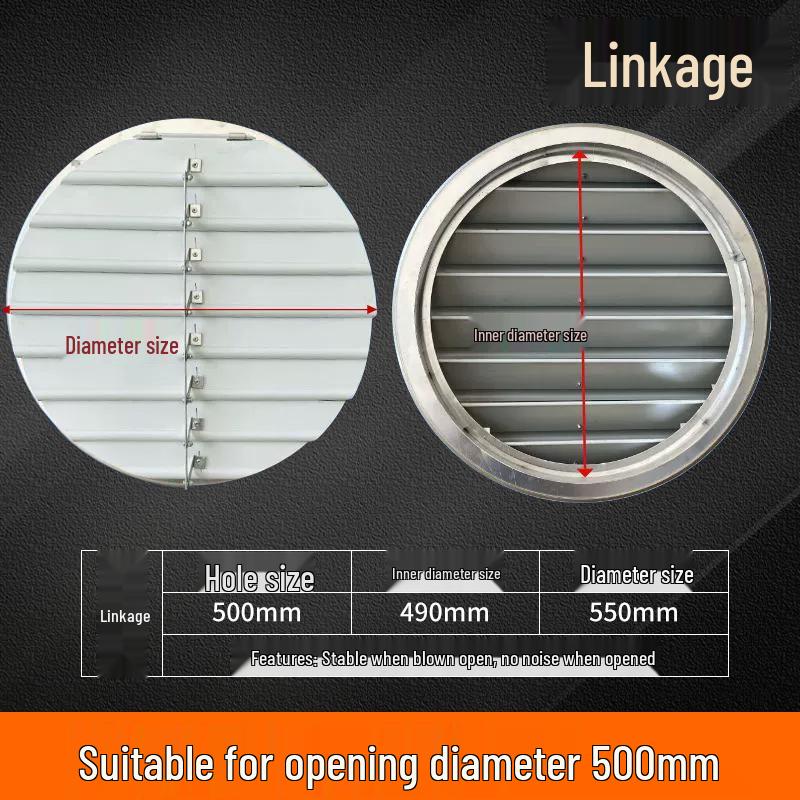 Round Aluminum Alloy Self-Closing Air Vent Louver Fan for Indoor Exhaust Systems