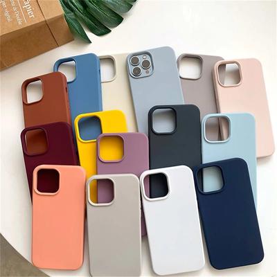 Étui en silicone liquide pour iPhone 11 12 13 14 Pro Max XR Xs X 7 8 Plus Étui en silicone antichoc avec doublure en microfibre