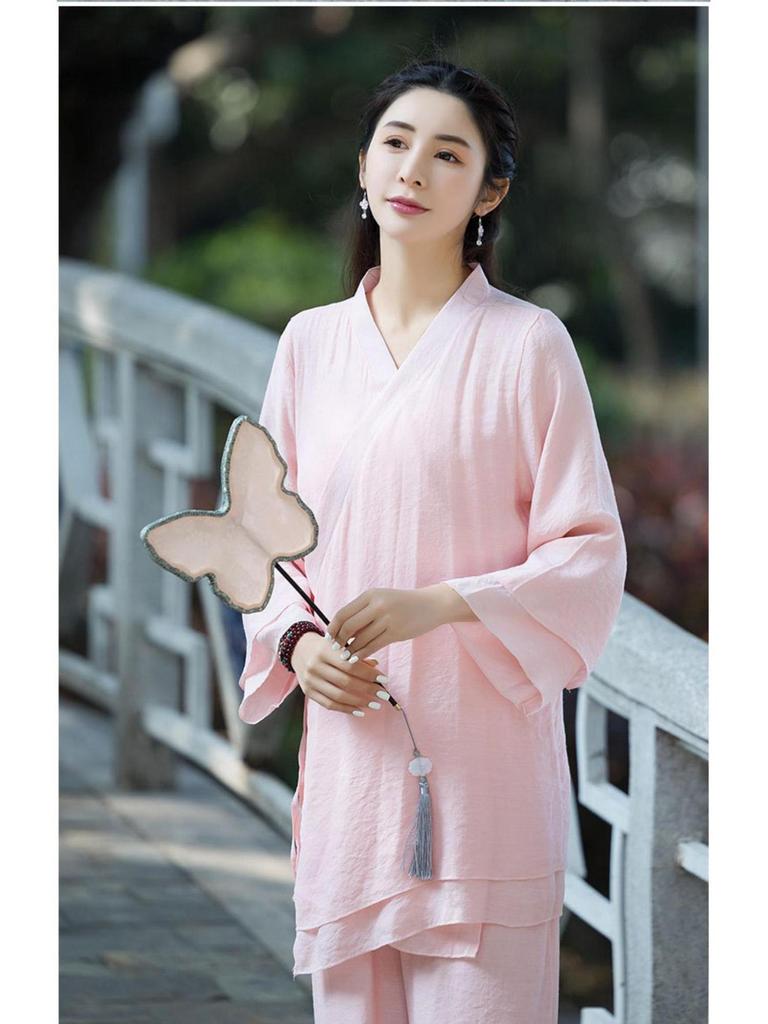Women's Ethnic-Style Cotton Linen Zen Suit - Perfect for Tea Ceremony, Tai Chi, or Yoga