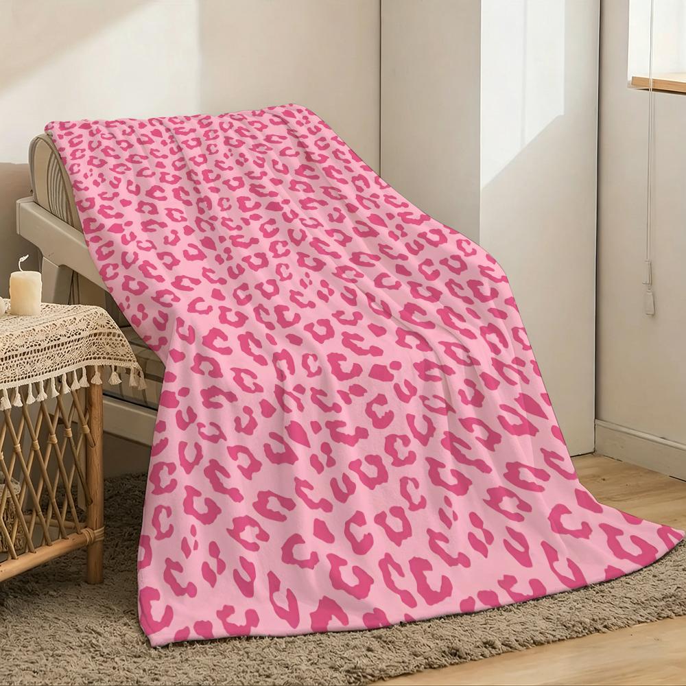 Leopard Print Throw Lightweight 240g Flannel Blanket Soft Skin-friendly for Summer Cooling