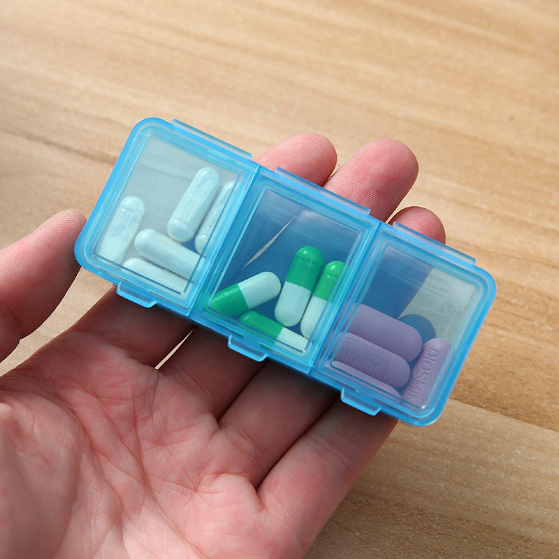 Portable Pill Box Cases Organizer Travel 3 Grid Medicine Box For Morning Middle And Evening Medication Tablets Mini Storage Box