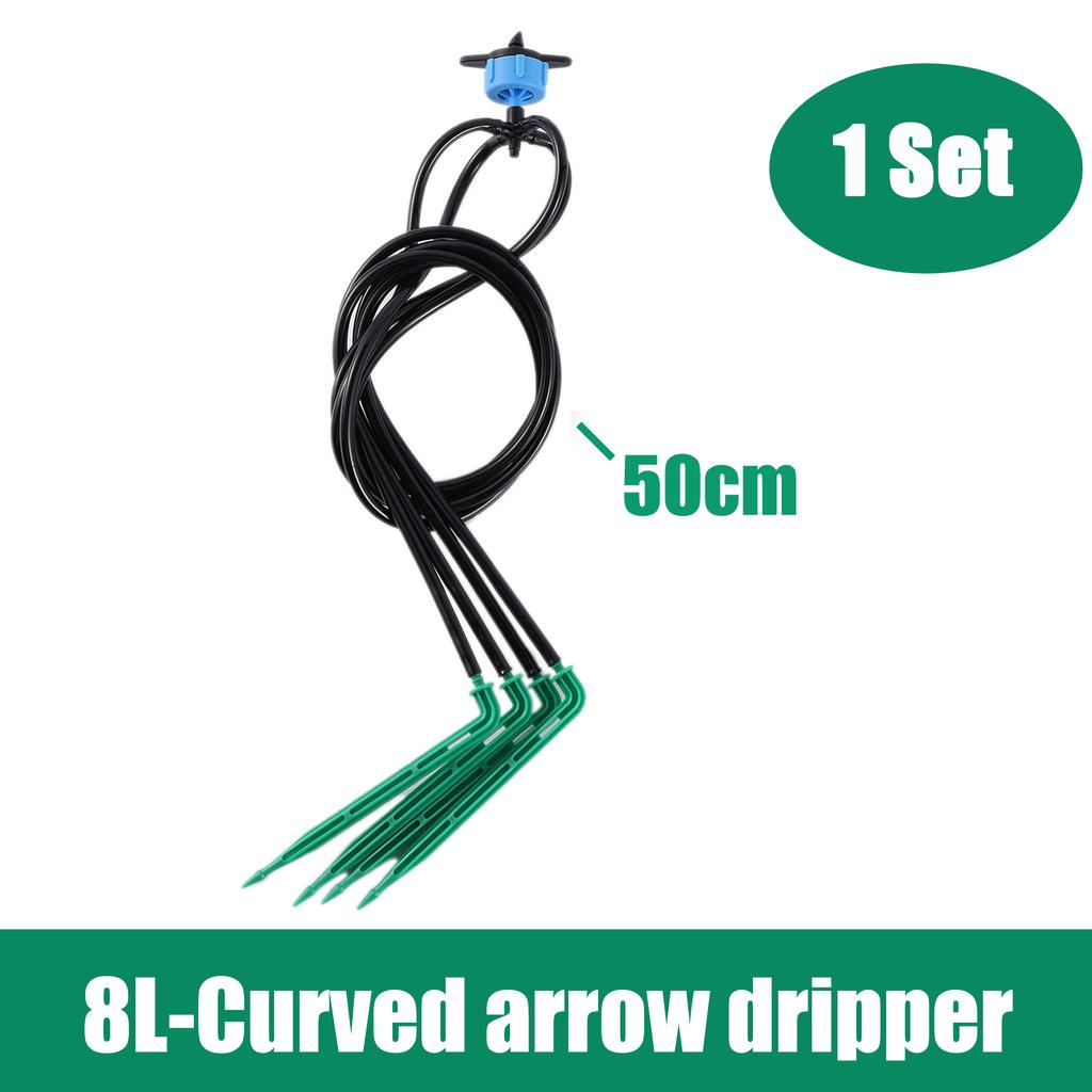 Greenhouse Curved Arrow Drip Irrigation Kit 2L/4L/8L Steady Flow Booster Dripper 1 Out 2, 1 Out 4, 3/5mm Hose Garden Irrigation