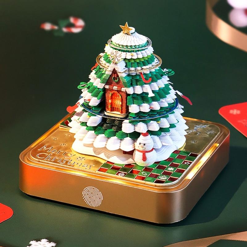 Festives 3D Paper Sculpture Calendar with LED Light 2025 Desk Memo for Everyday Use Notepad Carving Accessories