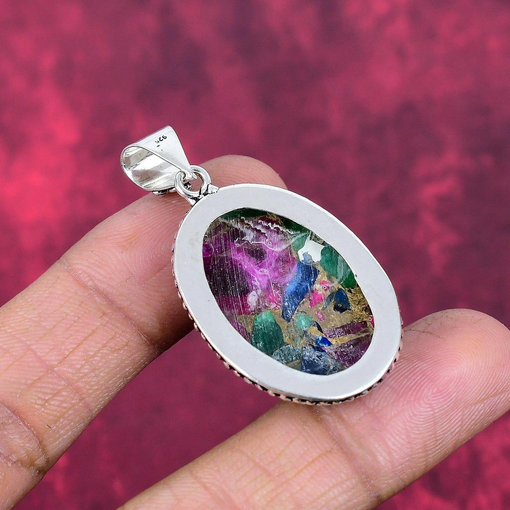Copper Tourmaline Pendant Gemstone Jewelry, 925 Solid Sterling Silver Pendant, Gift For Women Handmade Pendant