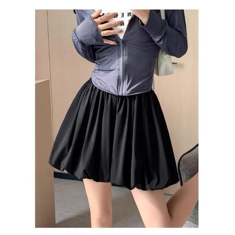 Hot Style Elastic Pocket Fluffy Flower Bud Skirt New Summer High Waist Lantern Black and White Pants Short Skirt