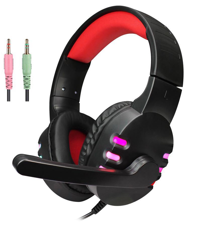 

Дротова світлова ігрова гарнітура A68 із сильними басами для реклами кіберспорту та ігор non-luminous version double plug чорний/червоний