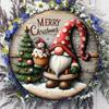 1pc Merry Christmas Wooden Sign Decor with Gnome And Candy Cane Design for Home Wall/Door Hanging Plaque