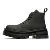 Hight Quality Classic British Street Style Leather Boots For Men Solid Black Hombre Daily Casual Dress Height Increasing Shoes