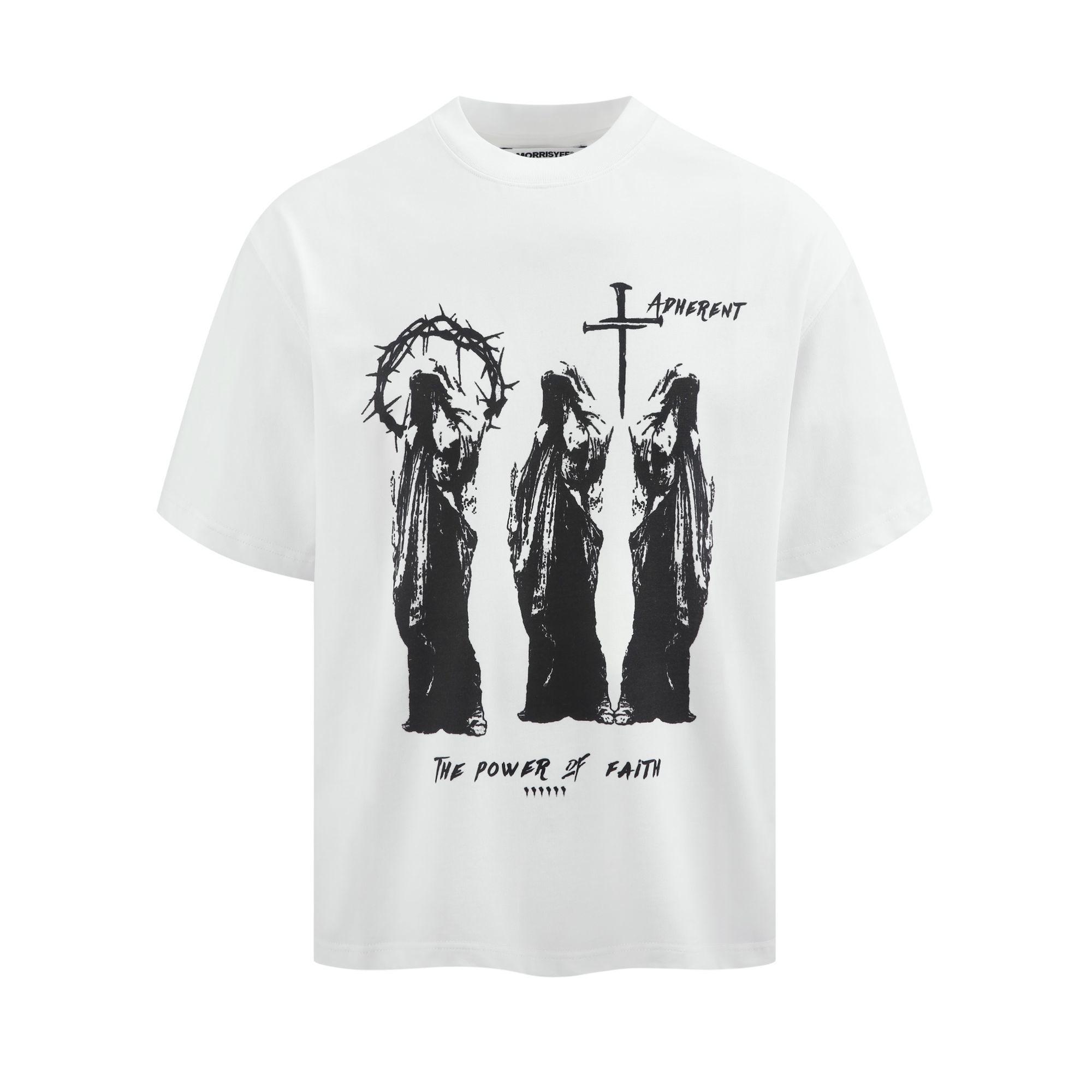 

Summer American Power of Faith Printed Short Sleeve T-Shirt Men s and Women s Same Trendy Brand Hip Hop Couple Top Loose 4XL