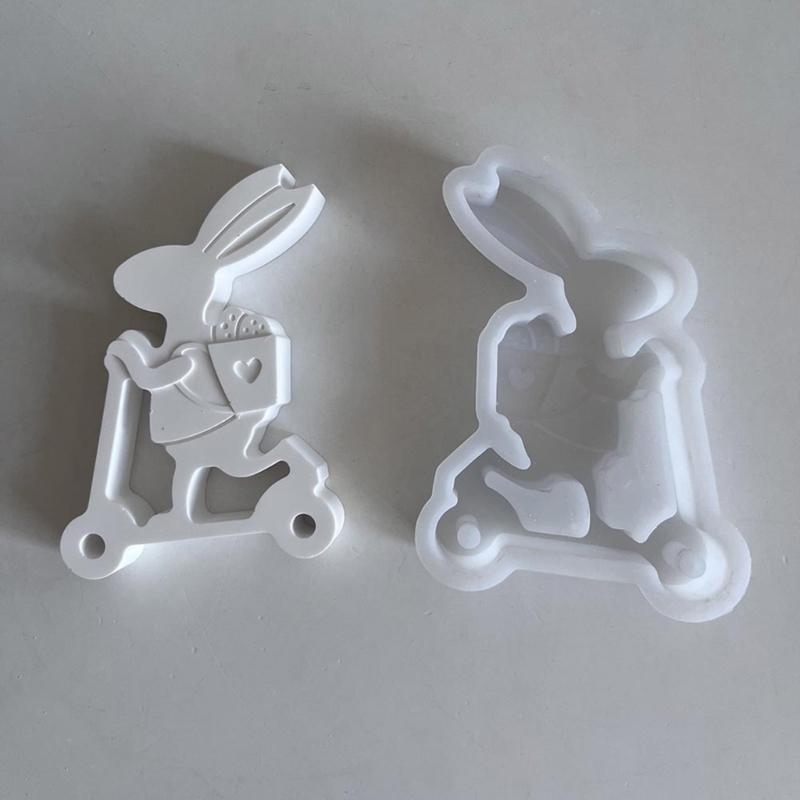 Easter Themed Ornament Mould Flexible Silicone Mold for Rabbit Figurine Decoration Gypsum Mold Jewelry Making Supplies