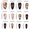 24Pcs Short Almond Leopard Press On Nail Glossy False Nail Winter Nail Decors Stick on Nail Suitable for Work and Event